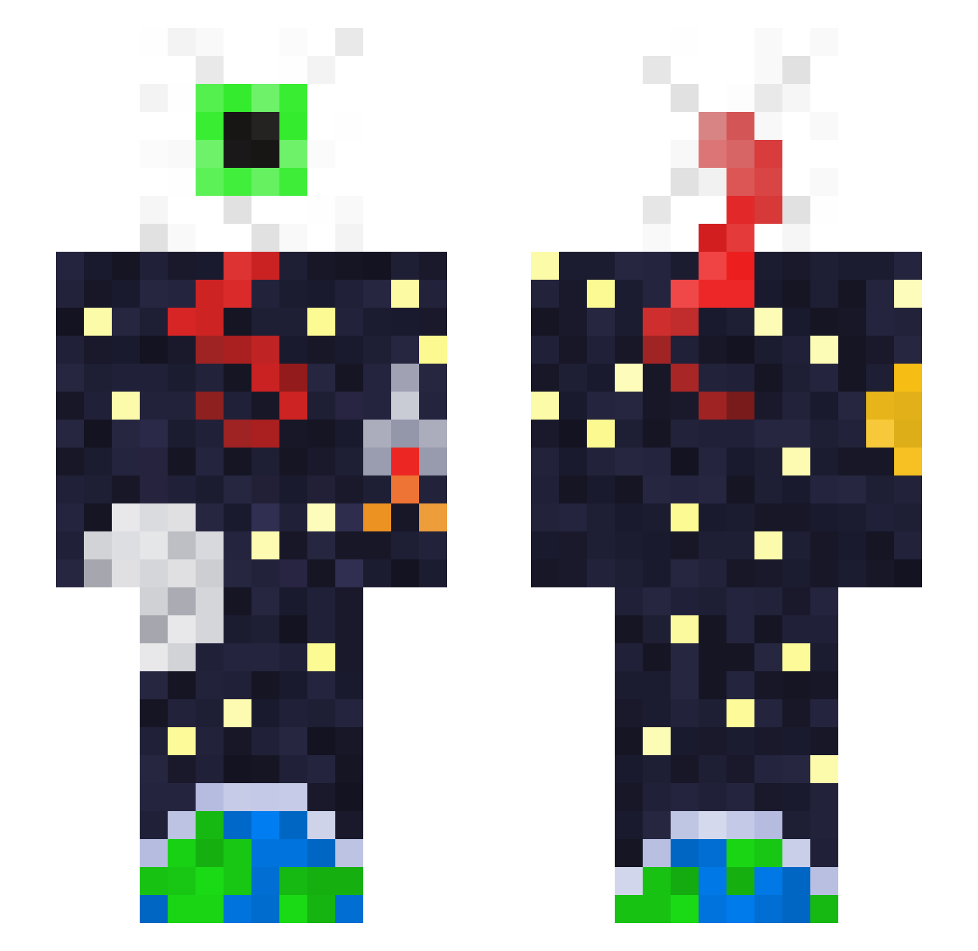 AfricanAlbino Minecraft skin, front and back view