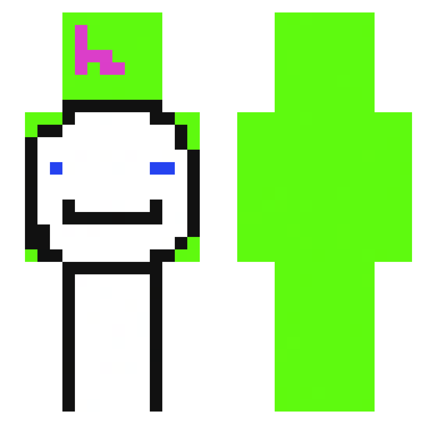 Amirek222 Minecraft skin, front and back view