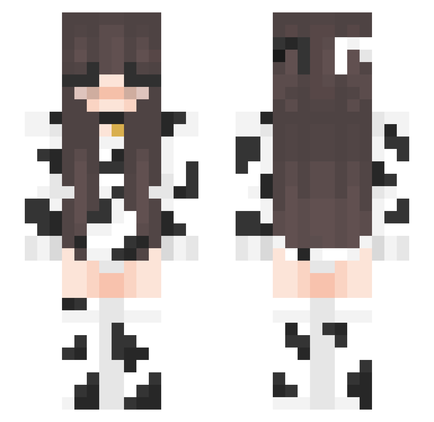 tsumyela Minecraft skin, front and back view