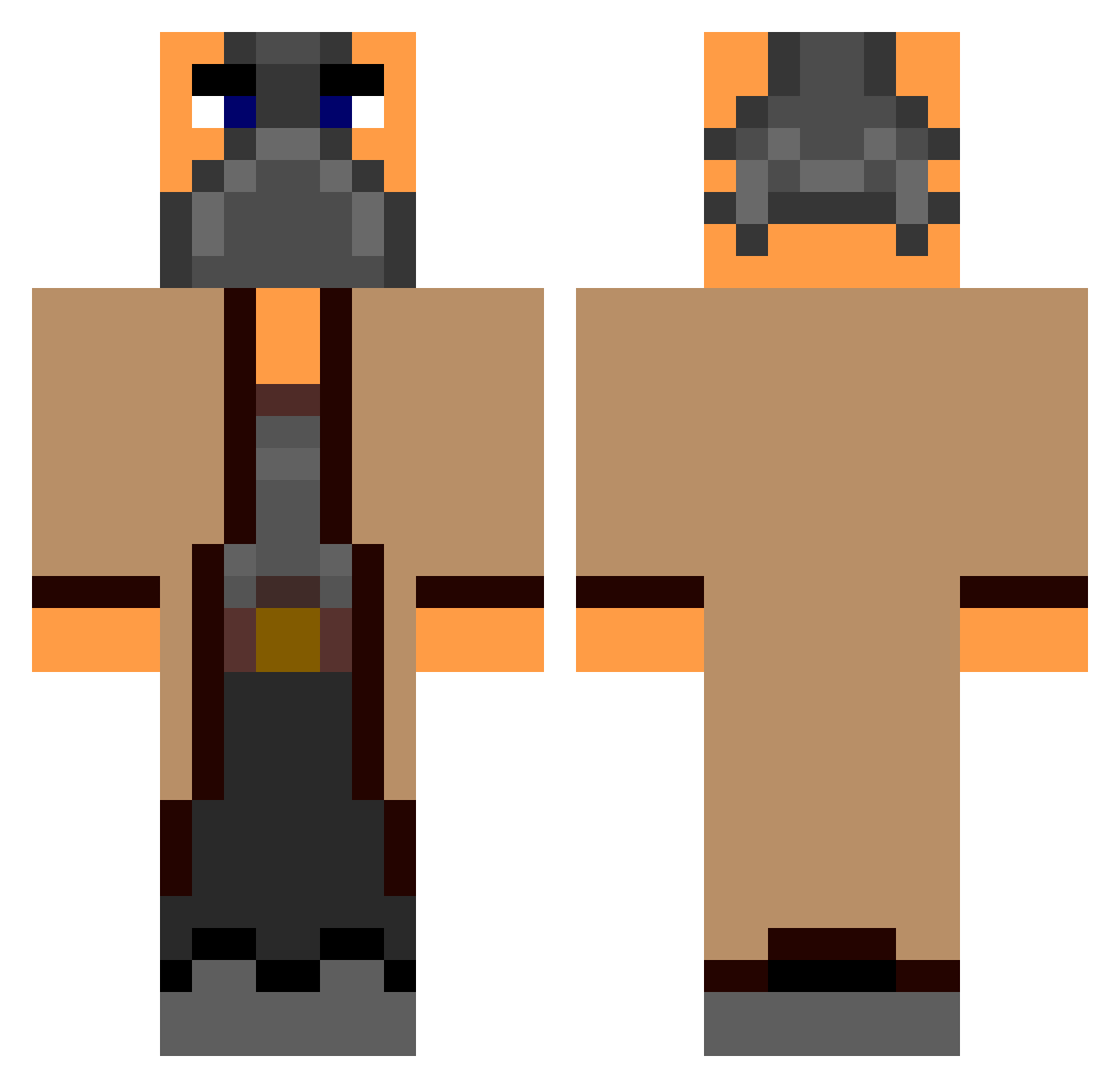 Gamer Minecraft skin, front and back view