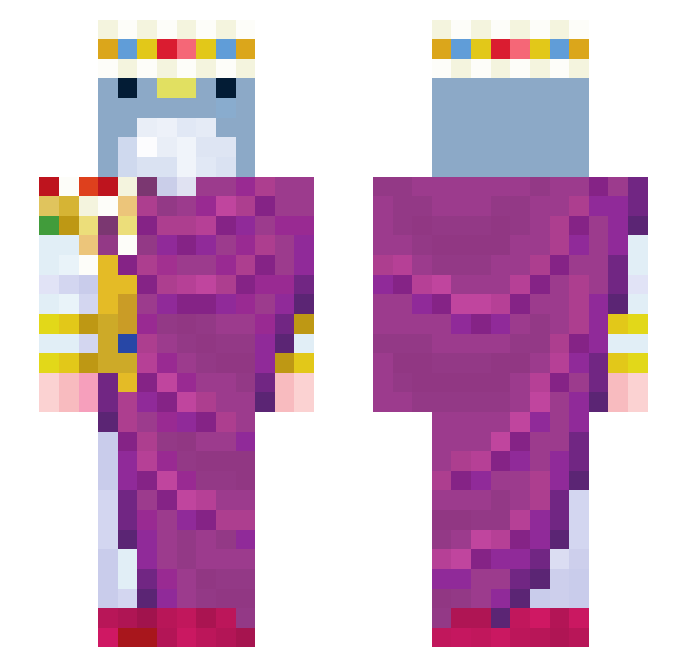 Letonas Minecraft skin, front and back view