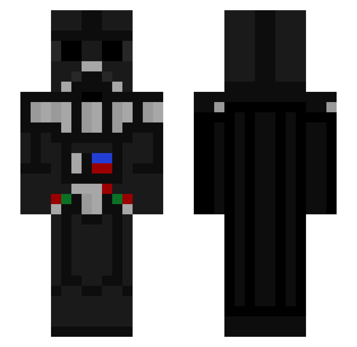 Okkimeister1 Minecraft skin, front and back view