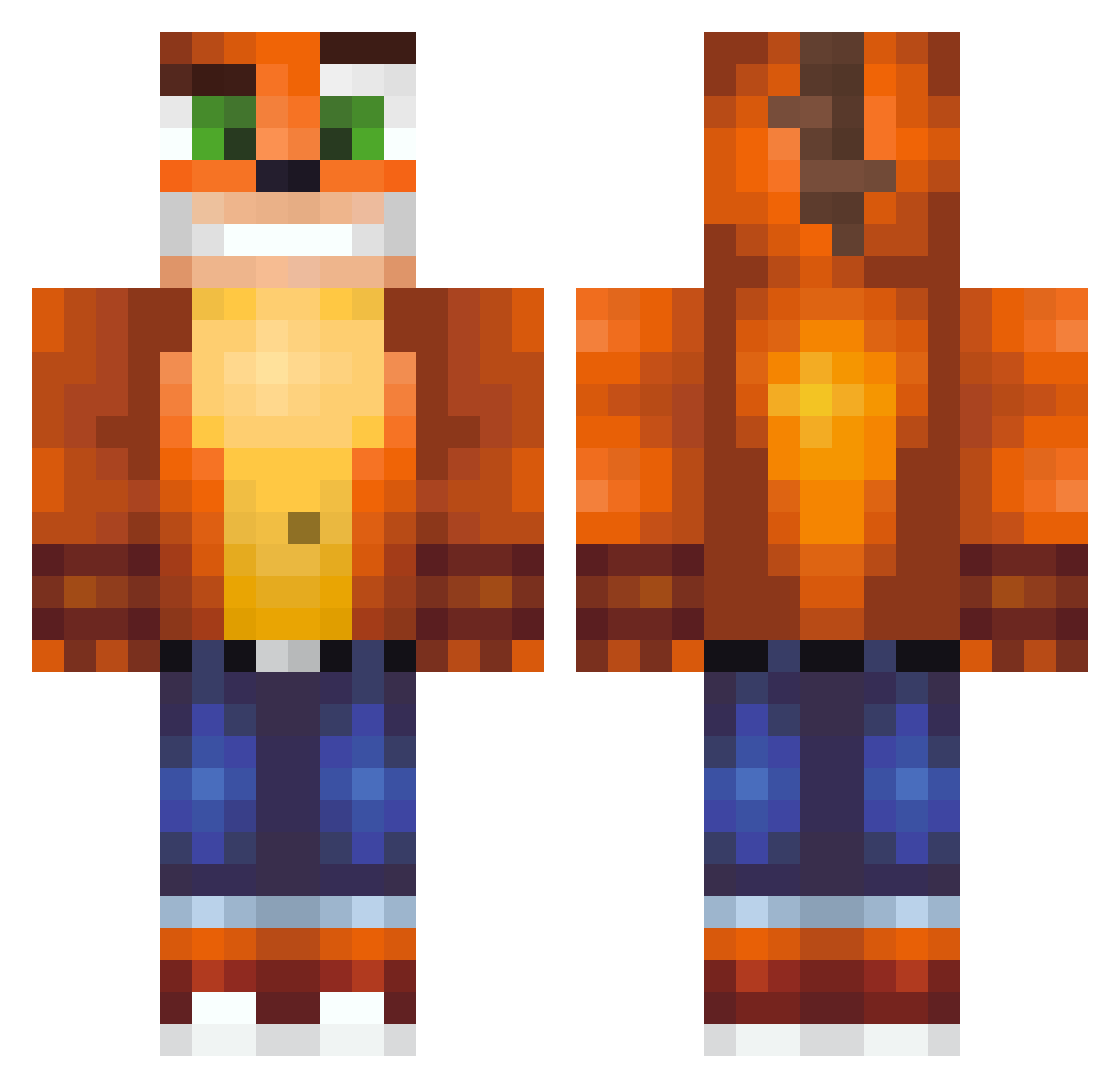 THroneArbab Minecraft skin, front and back view