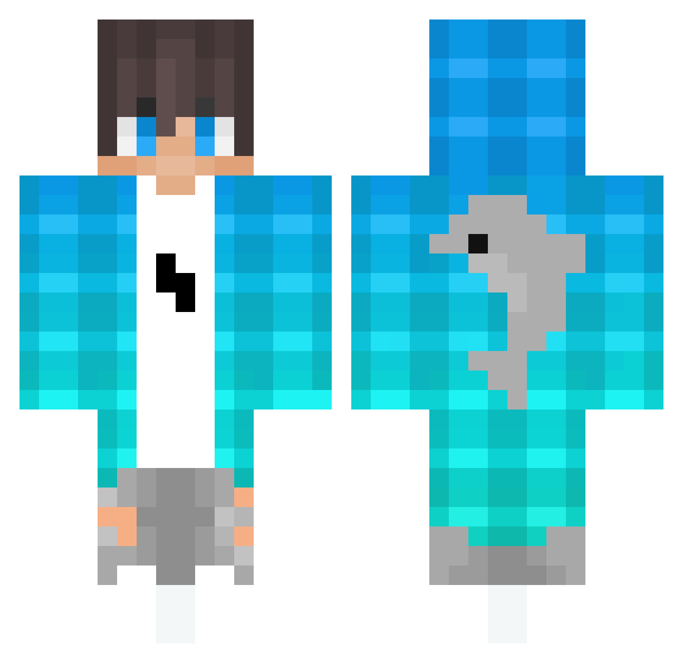 Dend4X Minecraft skin, front and back view