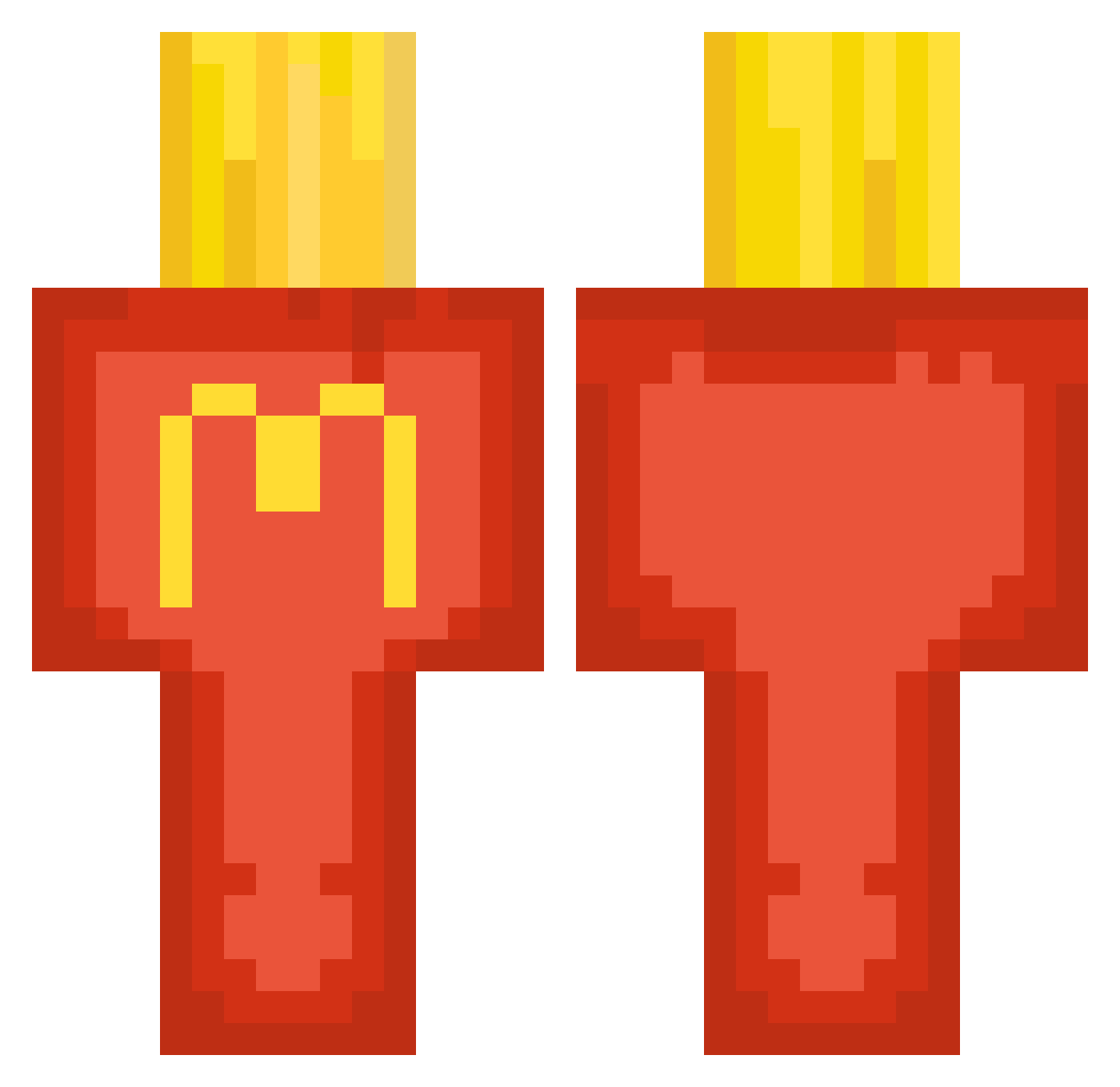 MarcoPepega Minecraft skin, front and back view