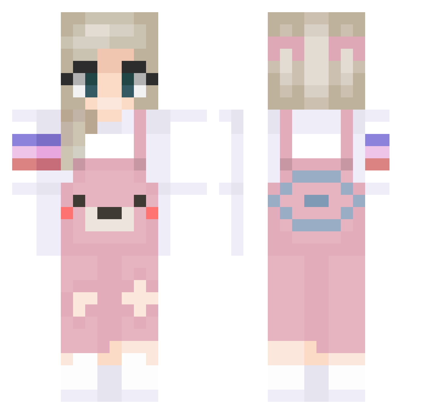 NootsFan Minecraft skin, front and back view