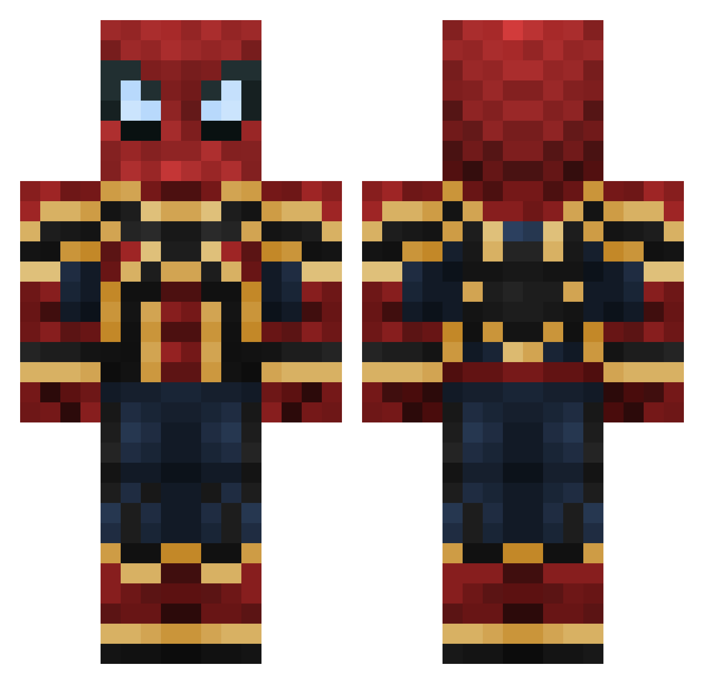 Backers Minecraft skin, front and back view