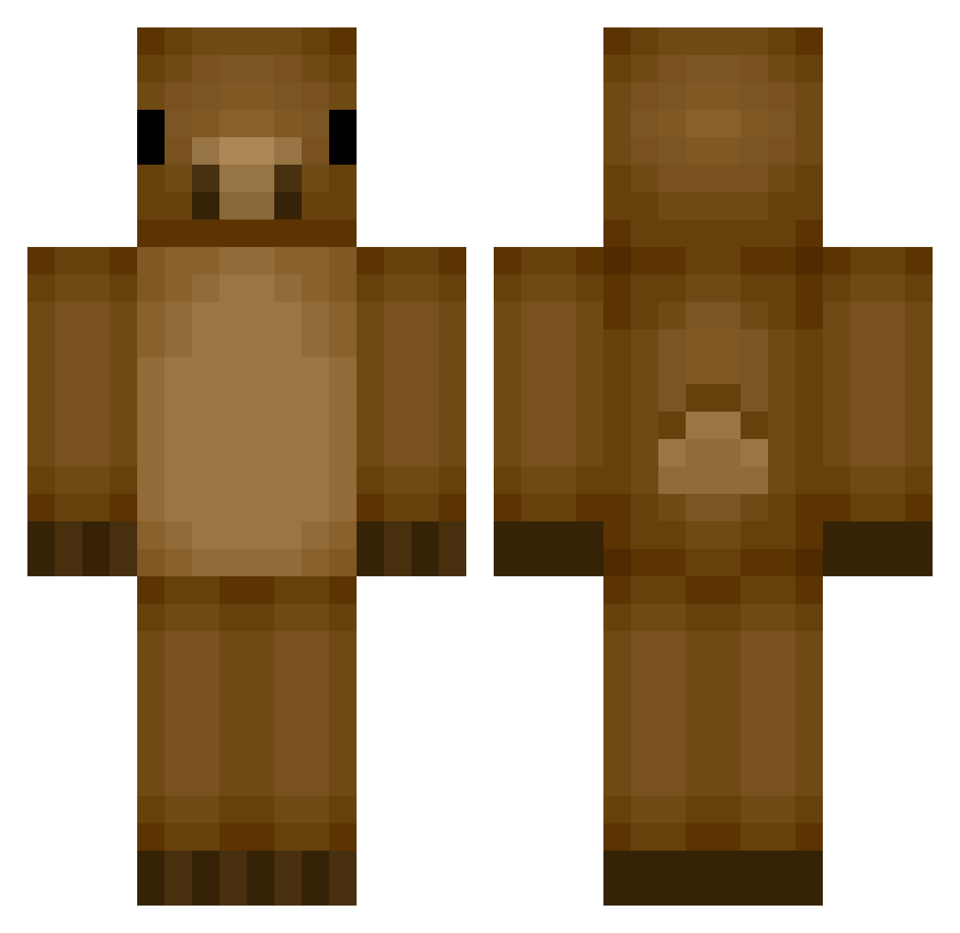 BarkingHorse Minecraft skin, front and back view