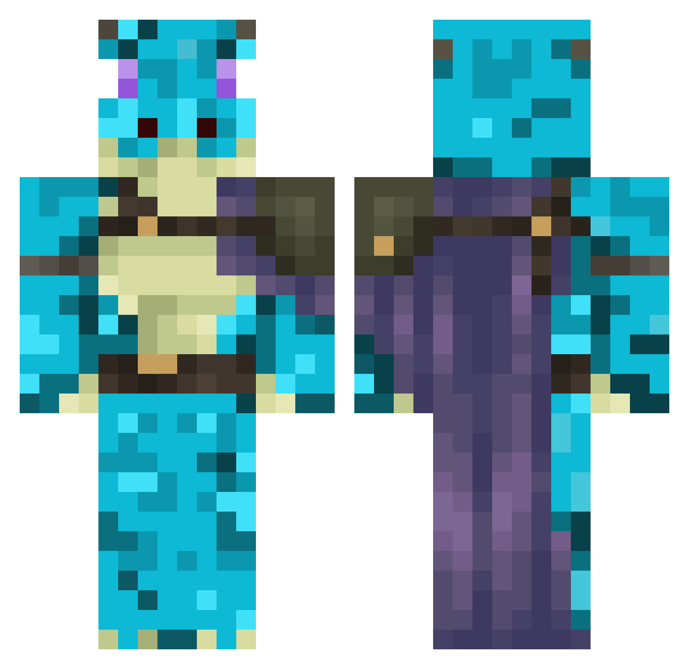 MytherDeath Minecraft skin, front and back view