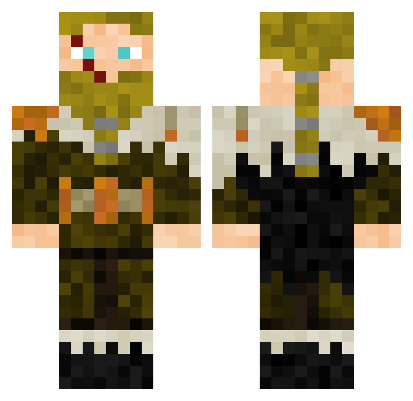 Blade8330 Minecraft skin, front and back view
