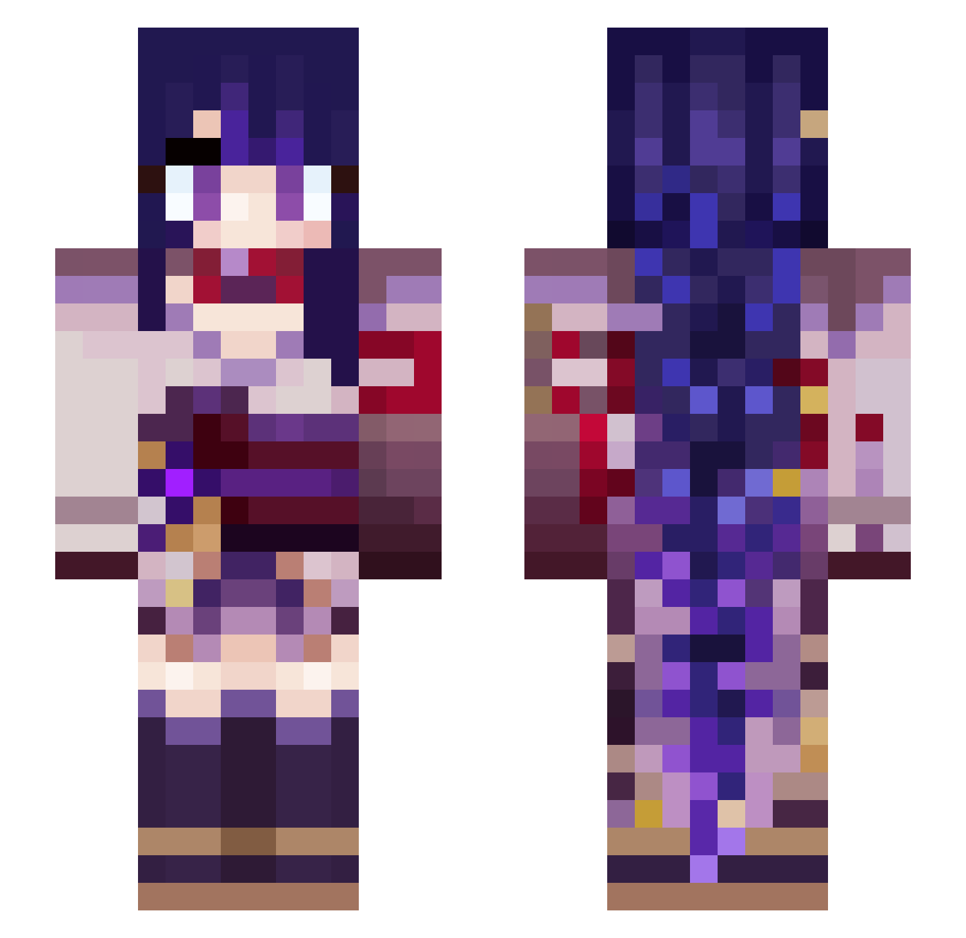 ZatePrime Minecraft skin, front and back view