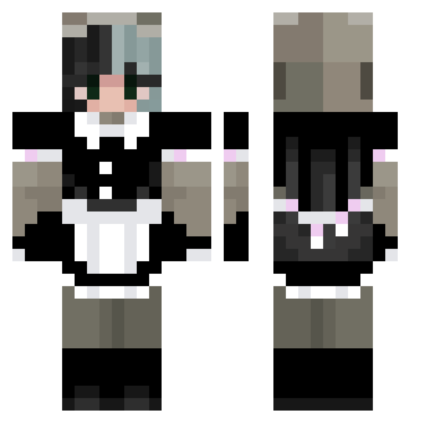 RowaRed Minecraft skin, front and back view