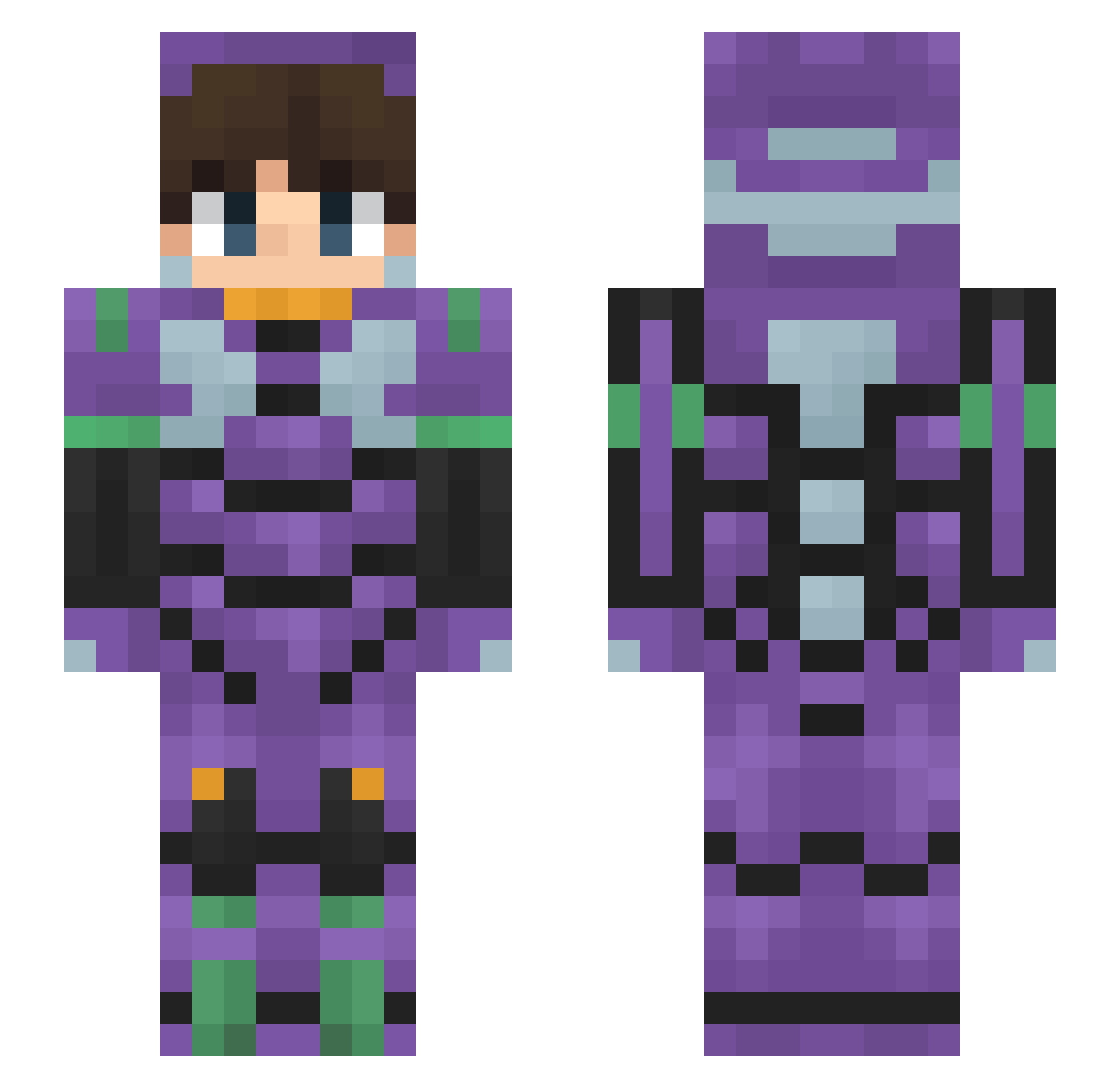Setrupax Minecraft skin, front and back view