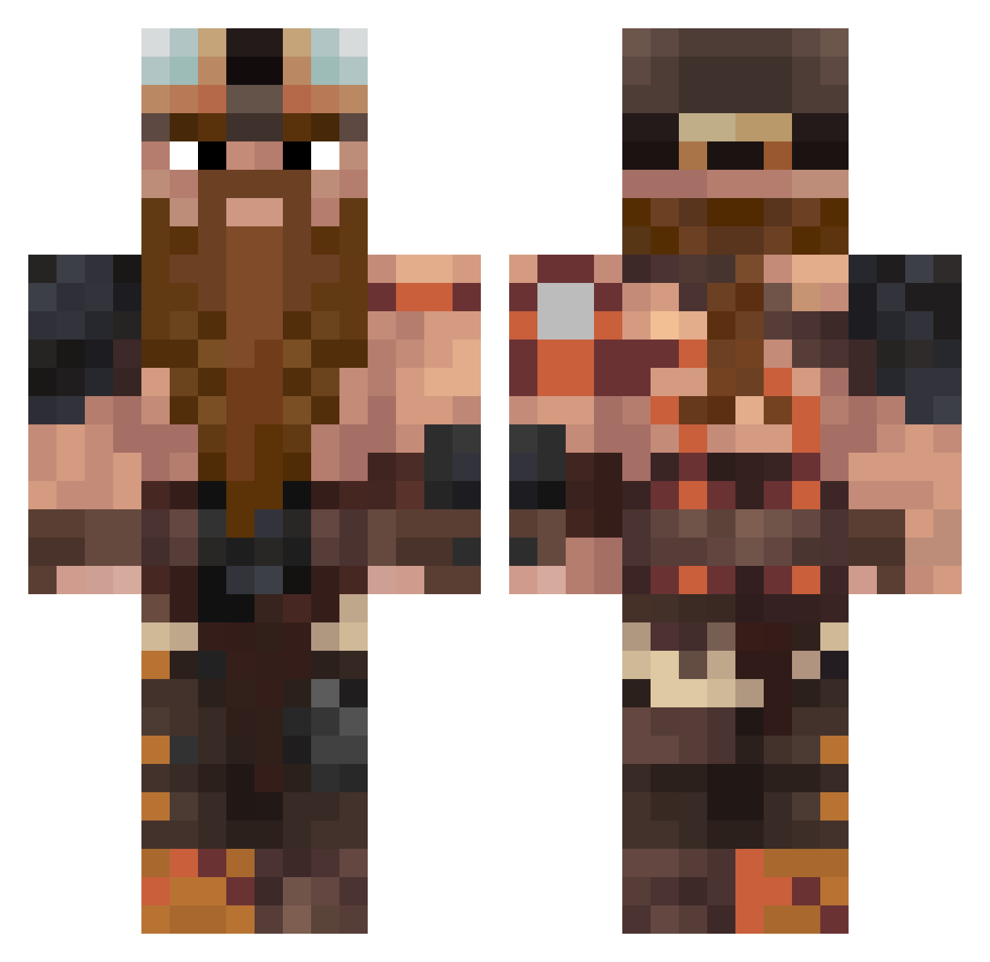 twoflameer Minecraft skin, front and back view