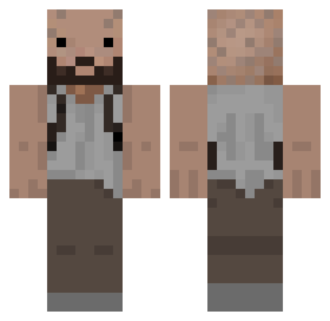 sclera Minecraft skin, front and back view