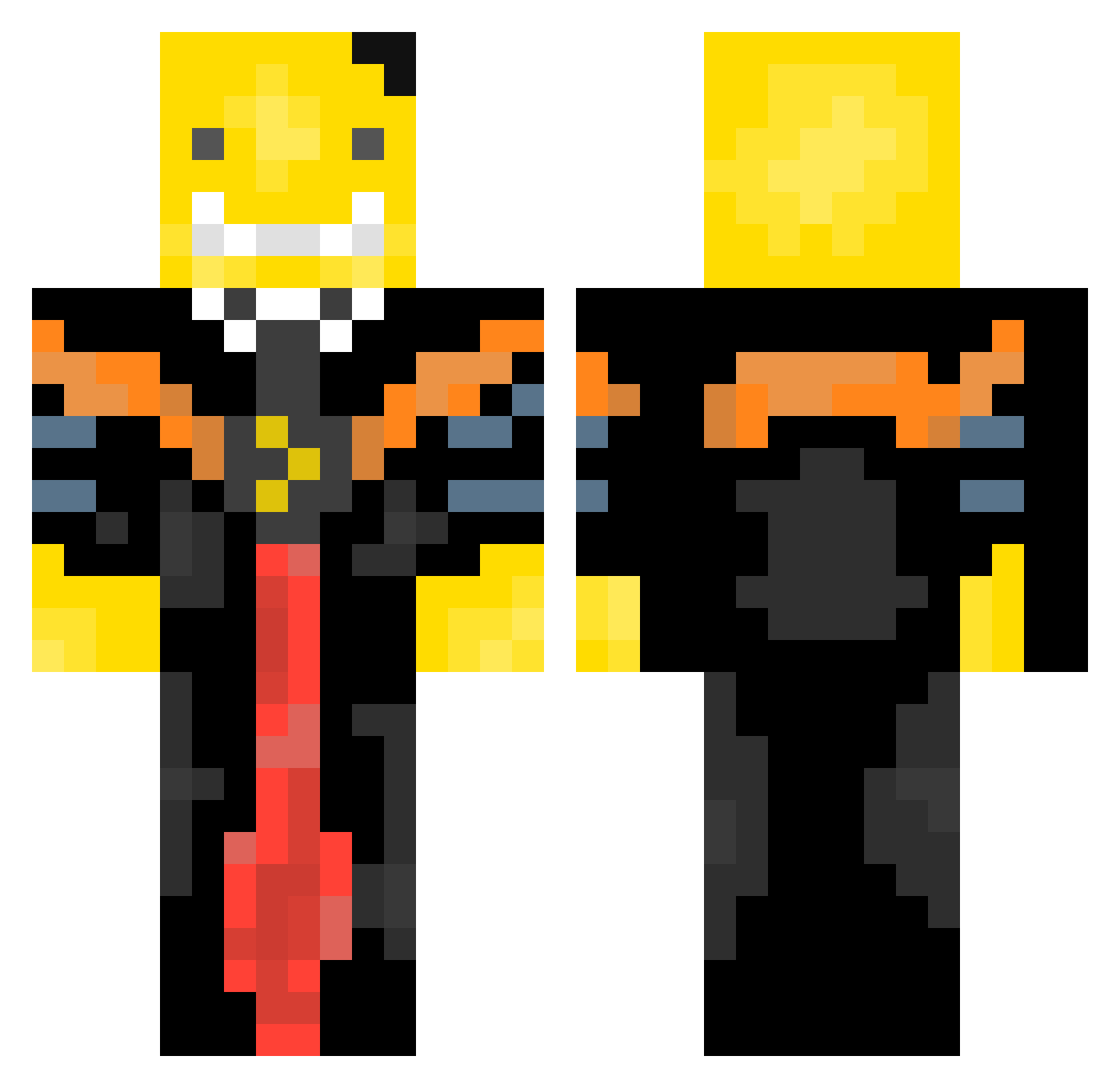 Thiccelodeon Minecraft skin, front and back view