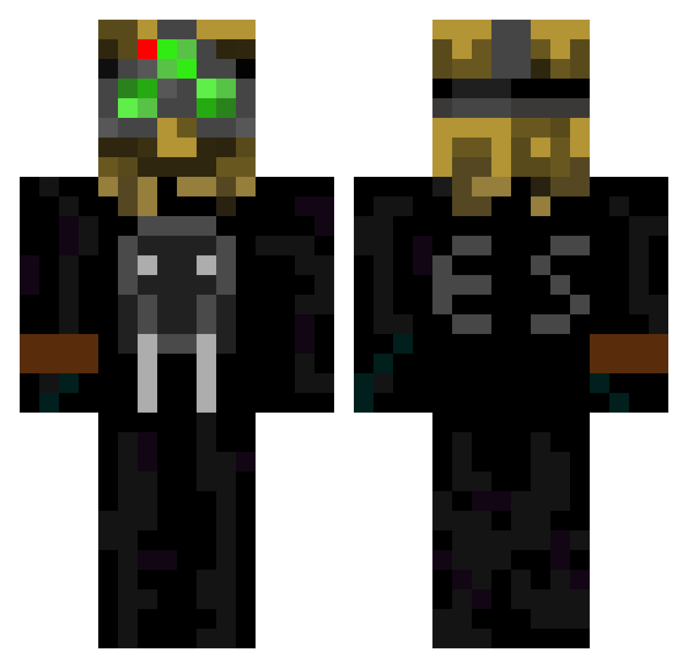pun1shX Minecraft skin, front and back view