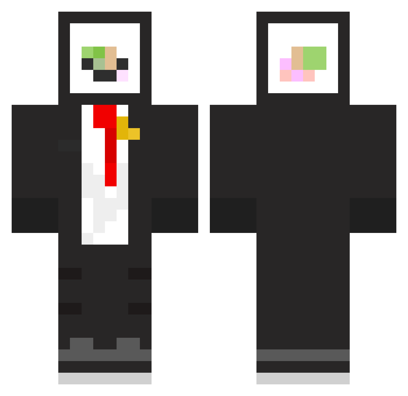 Sadsushison Minecraft skin, front and back view