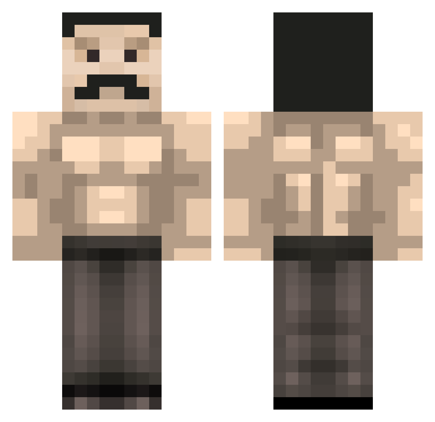 Tuxxo Minecraft skin, front and back view