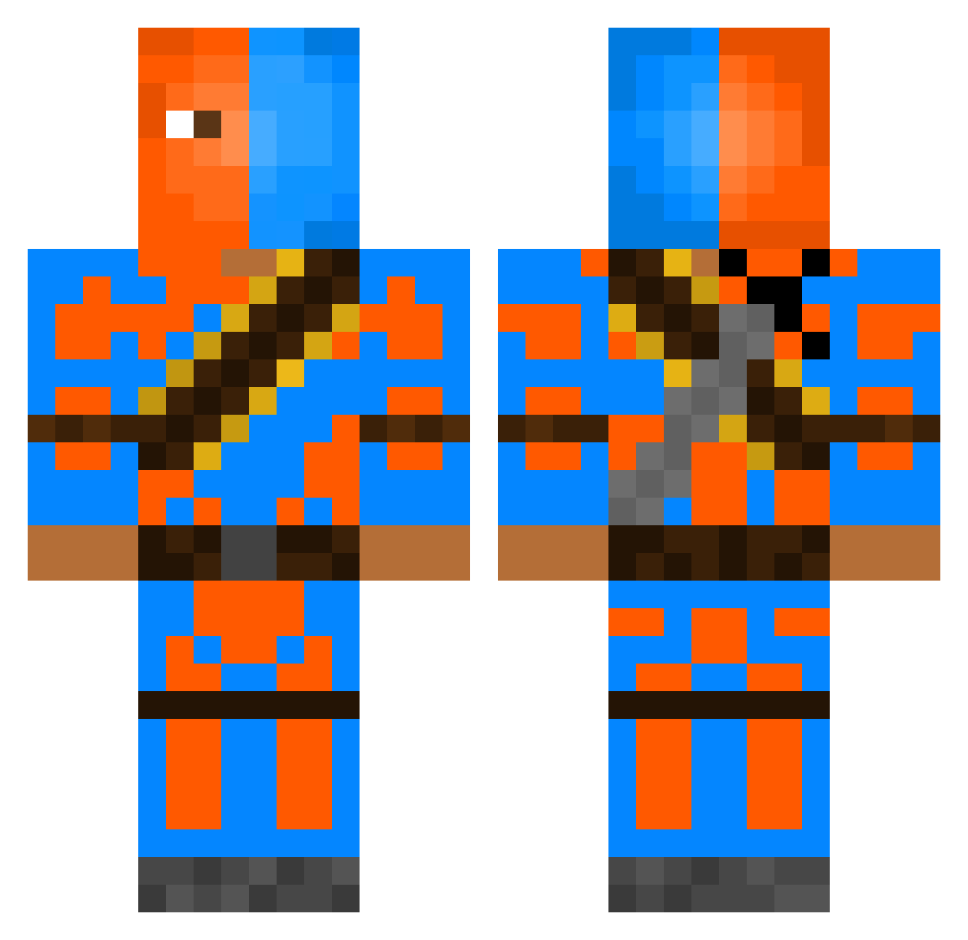 Dfro Minecraft skin, front and back view