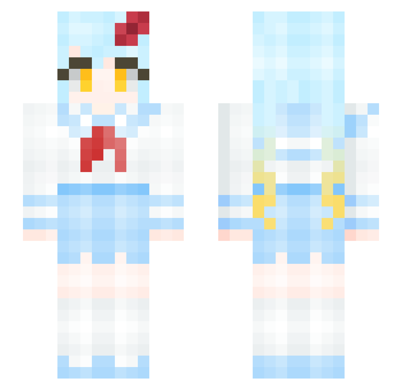 Hanatan Minecraft skin, front and back view