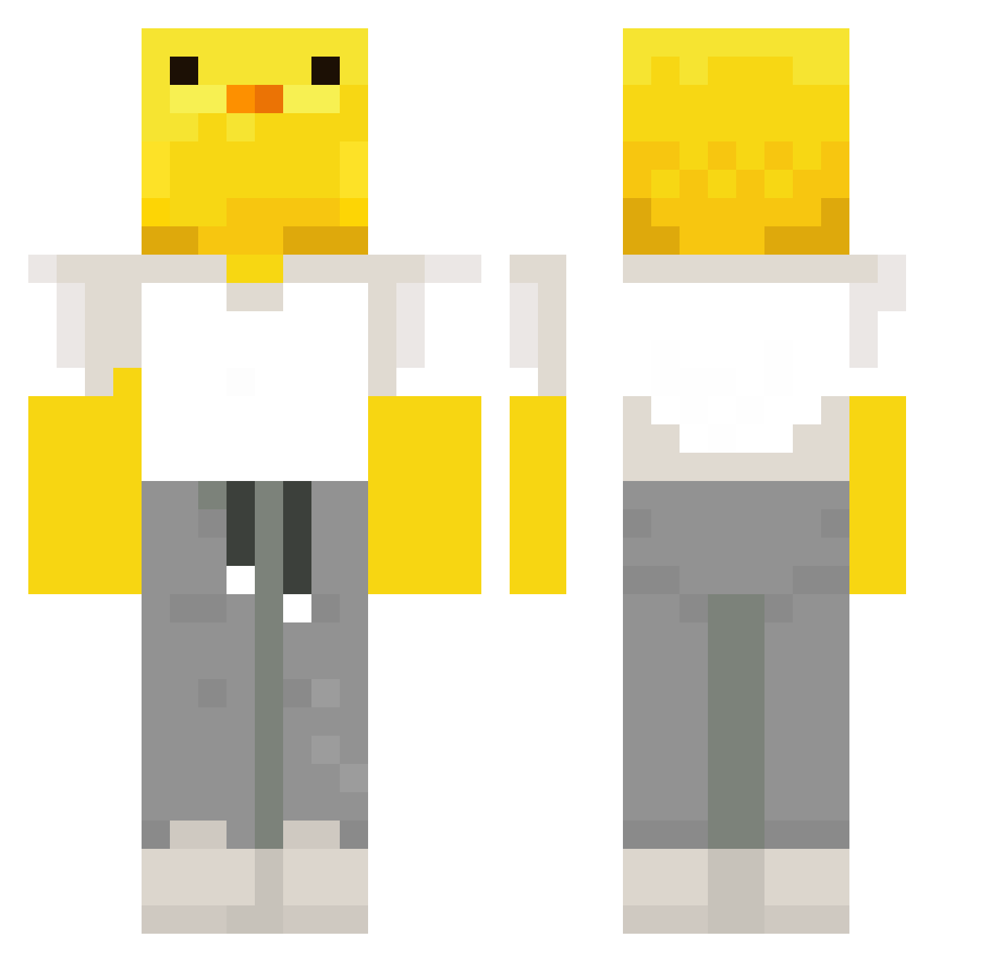 vim Minecraft skin, front and back view