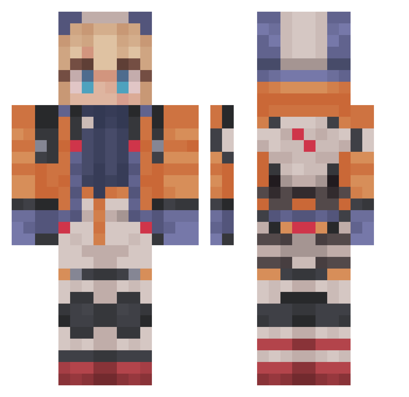Flursttt Minecraft skin, front and back view