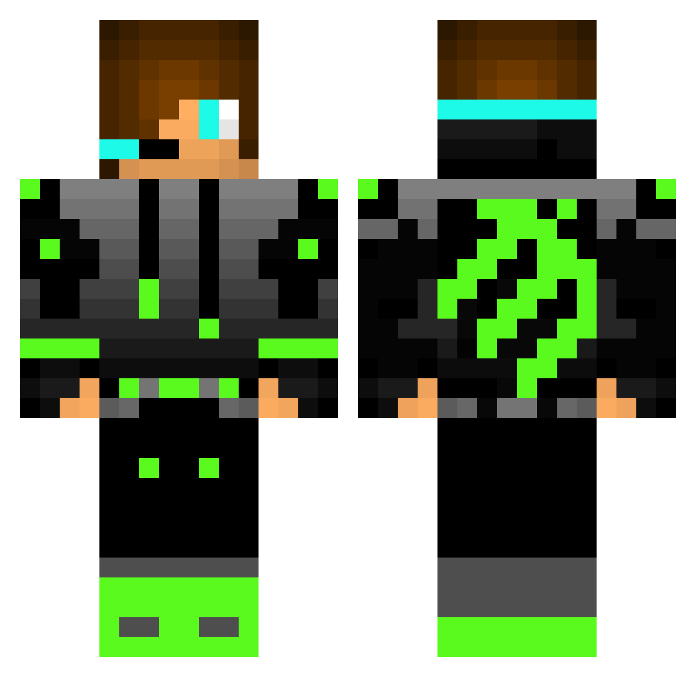 WeeJayJayW Minecraft skin, front and back view