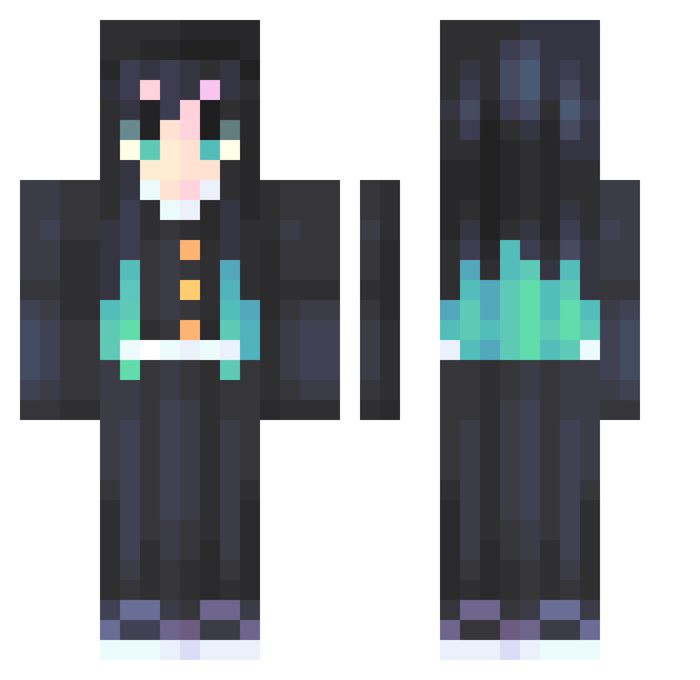 Commendable Minecraft skin, front and back view
