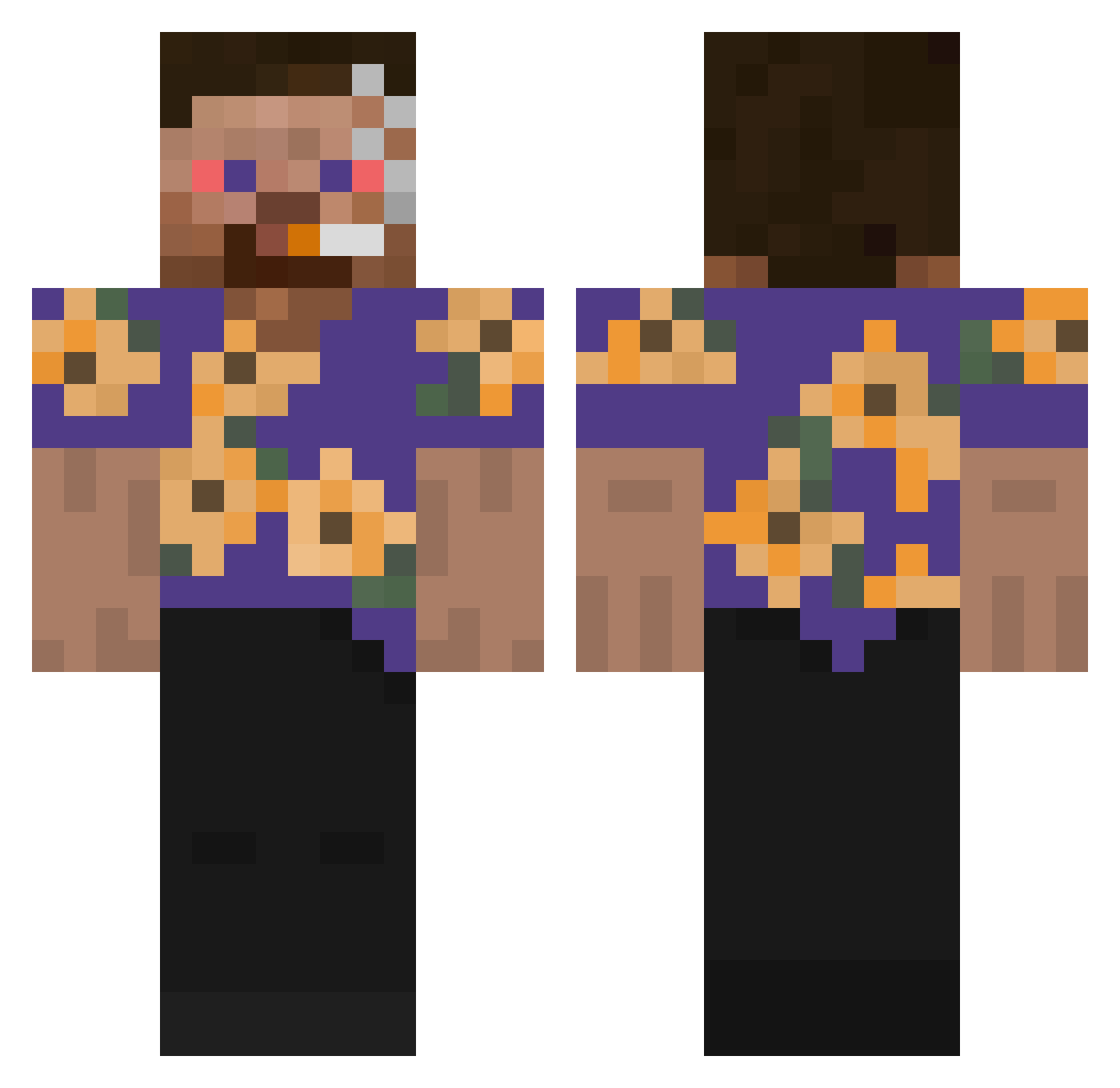0lX Minecraft skin, front and back view