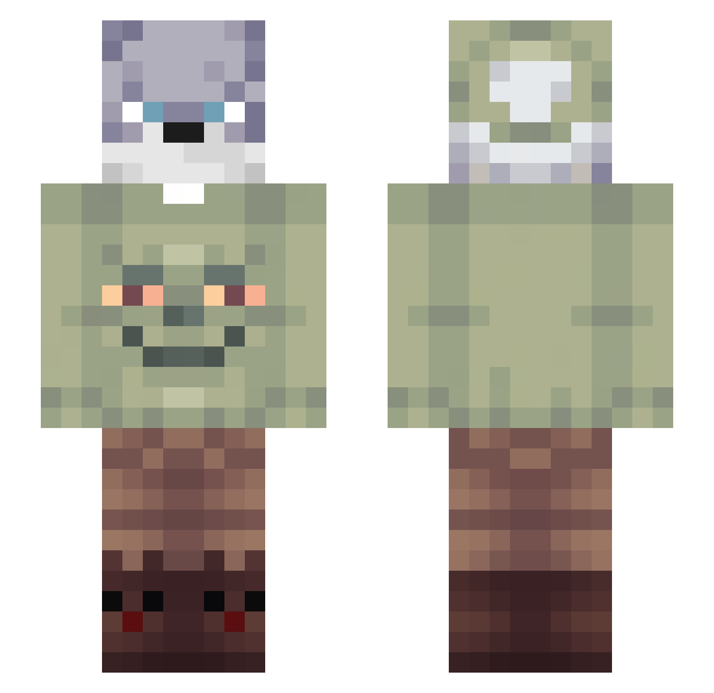 TheWolf1k Minecraft skin, front and back view