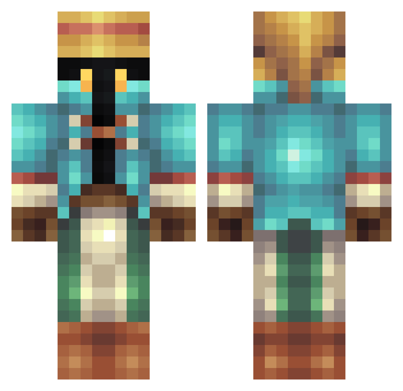 RPS Minecraft skin, front and back view