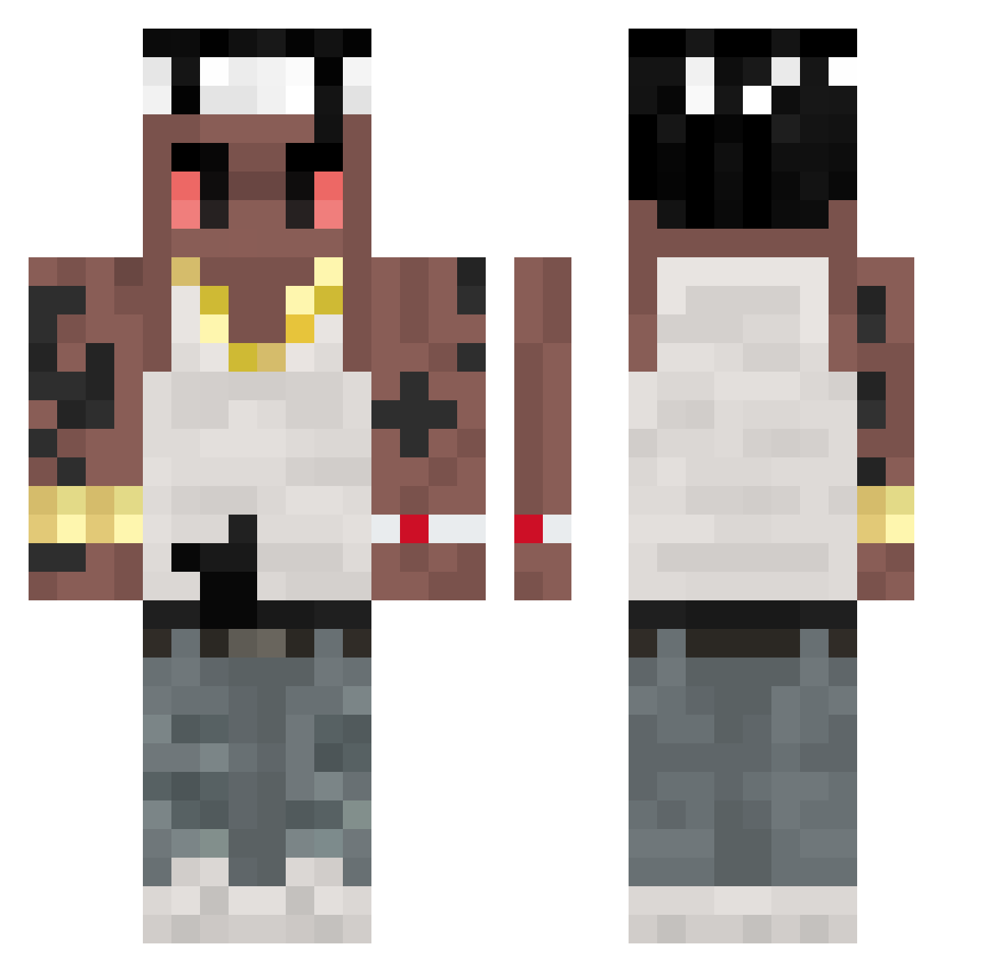 Doggolf Minecraft skin, front and back view