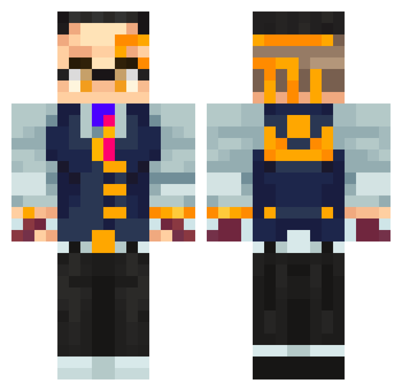 EatvegetablesBoy Minecraft skin, front and back view