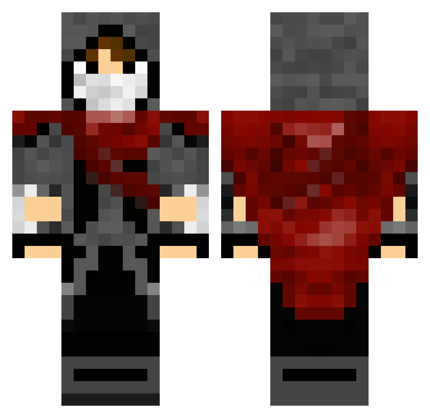 Blureger Minecraft skin, front and back view