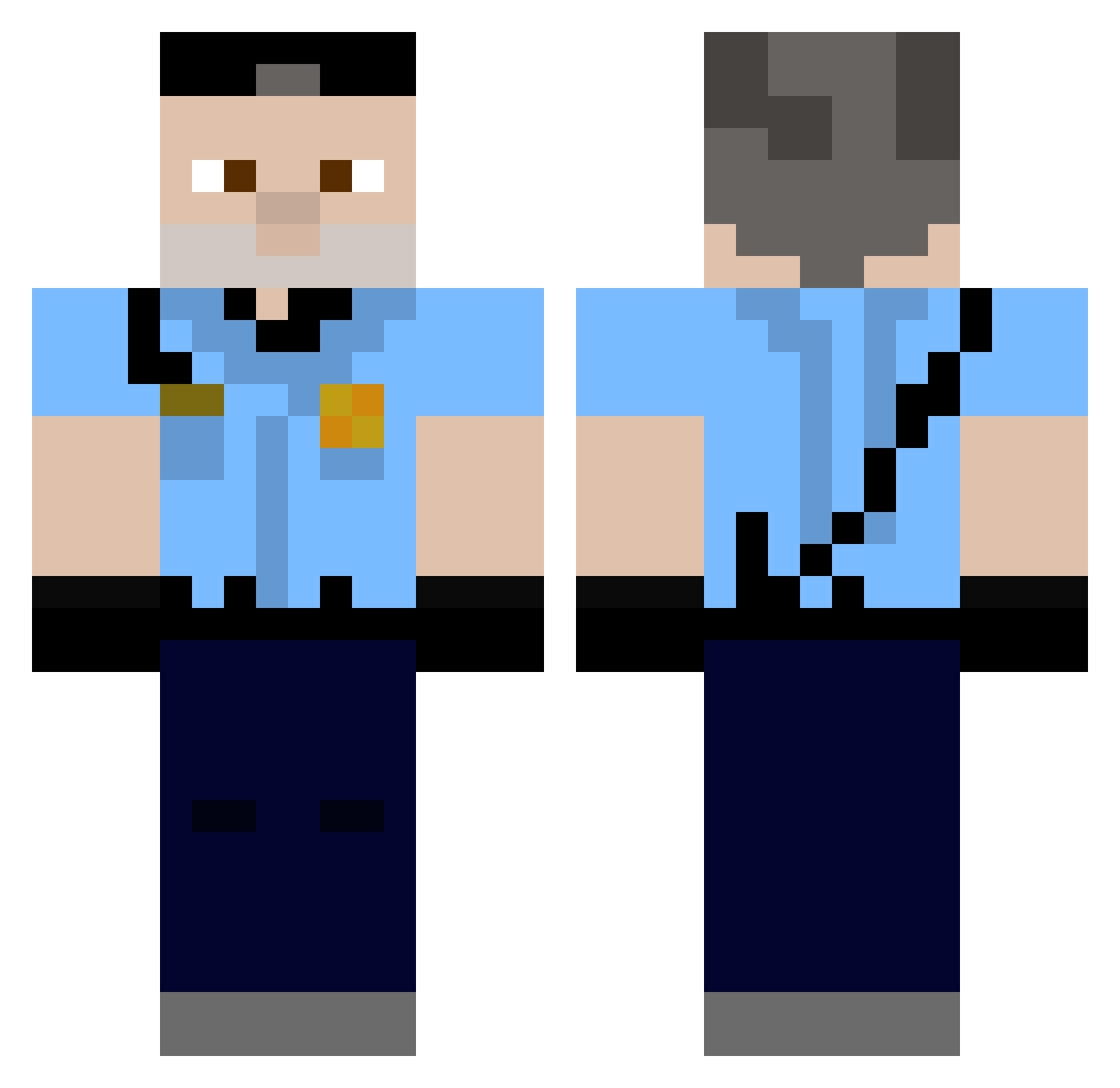 ergfty Minecraft skin, front and back view