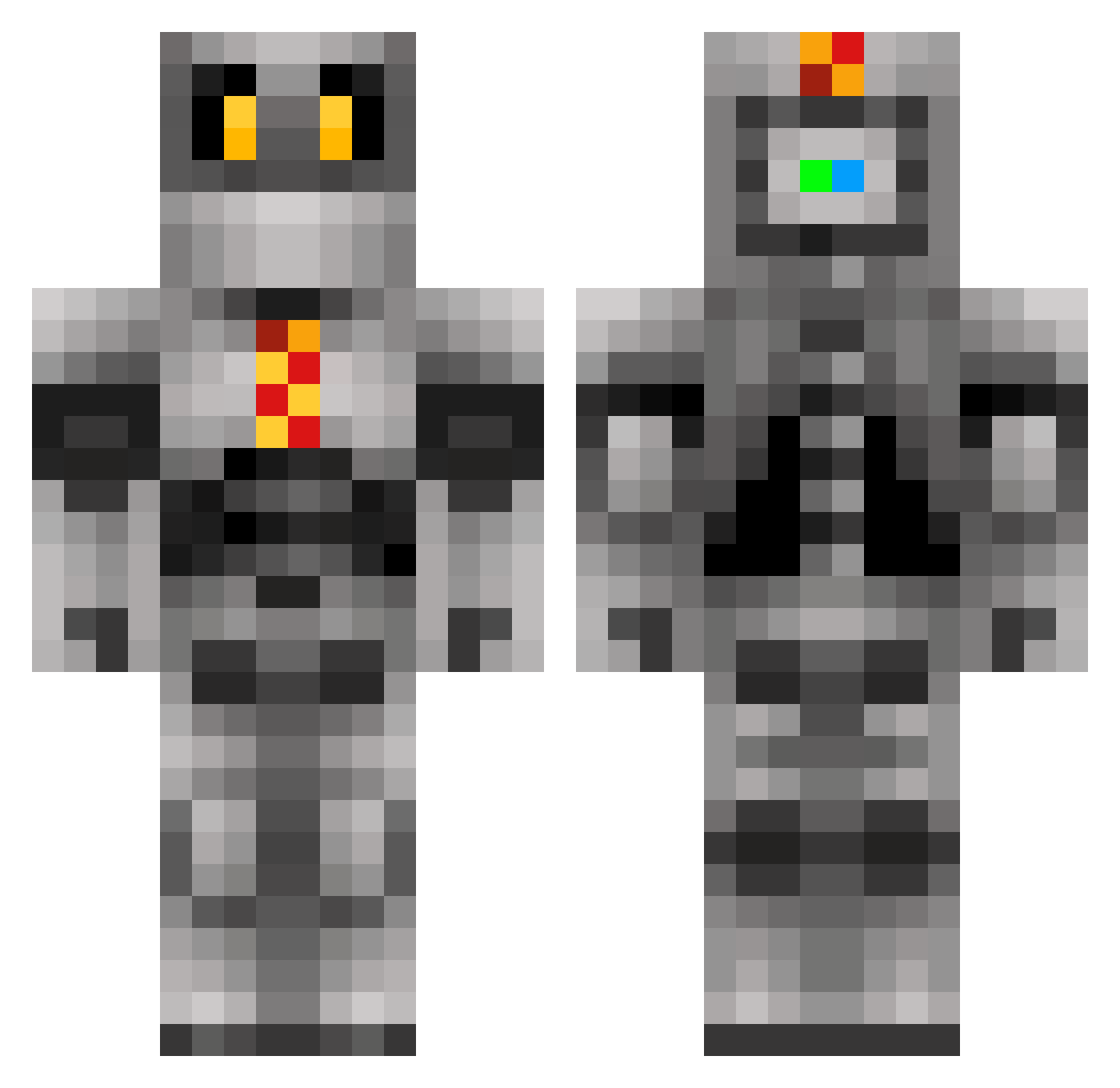 SKELTER Minecraft skin, front and back view
