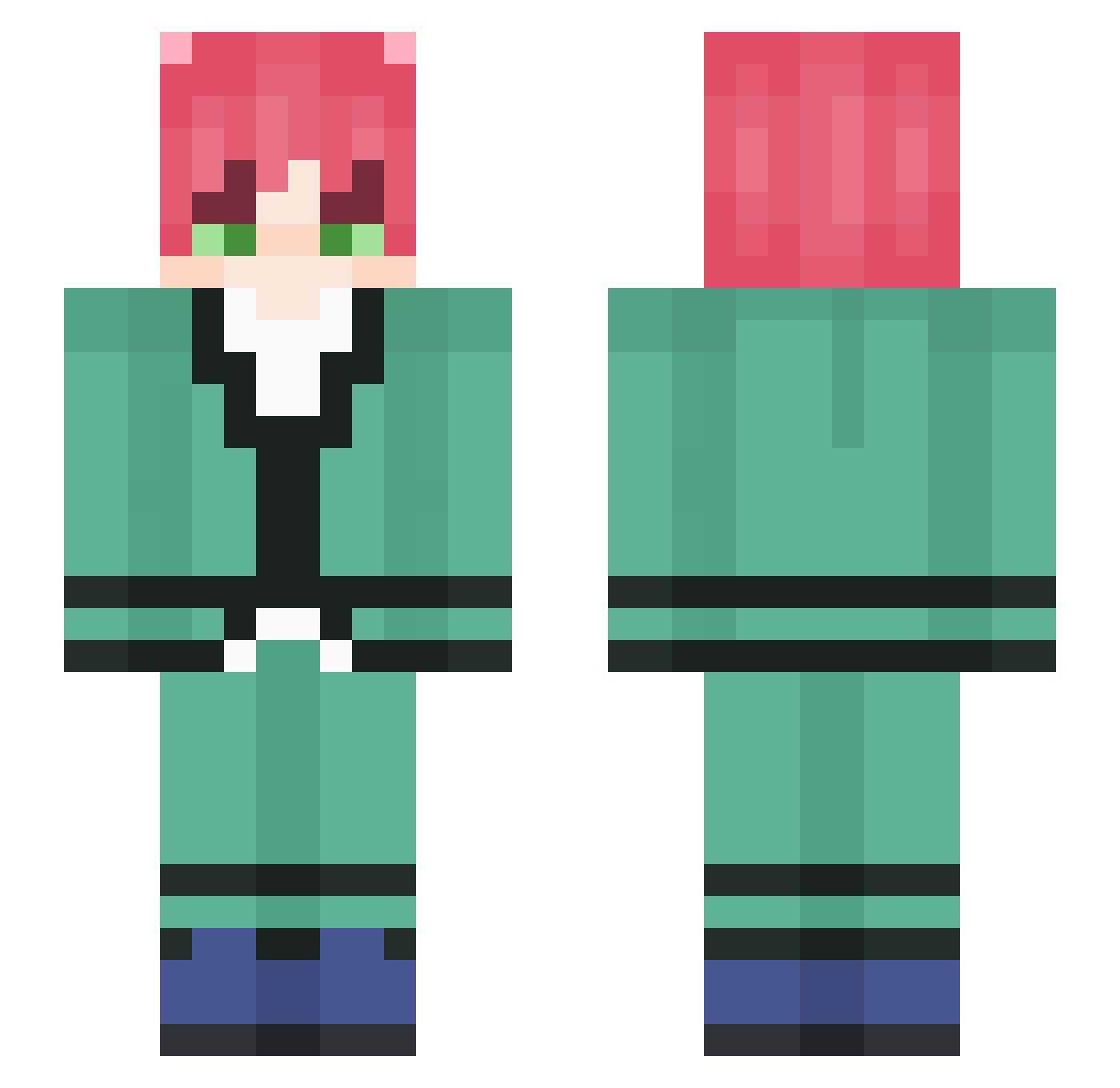 Phlnge Minecraft skin, front and back view