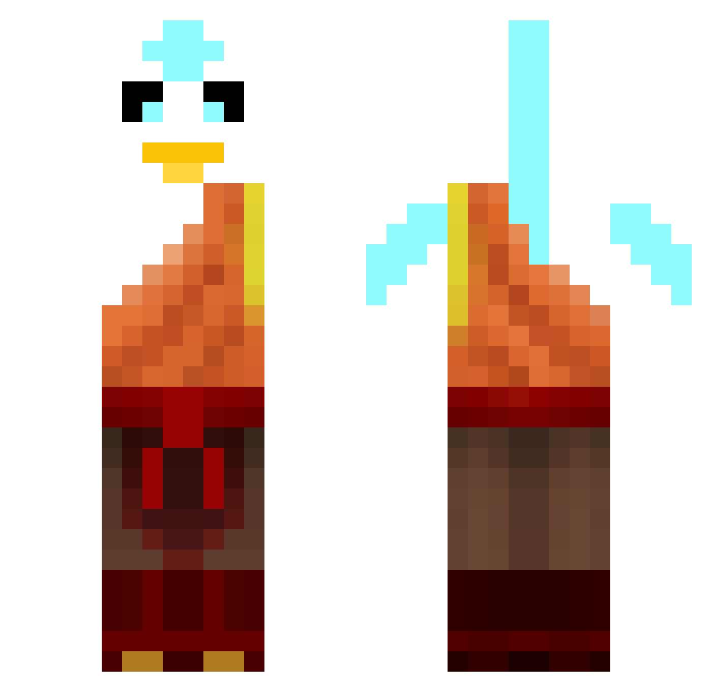 Nashi2D Minecraft skin, front and back view