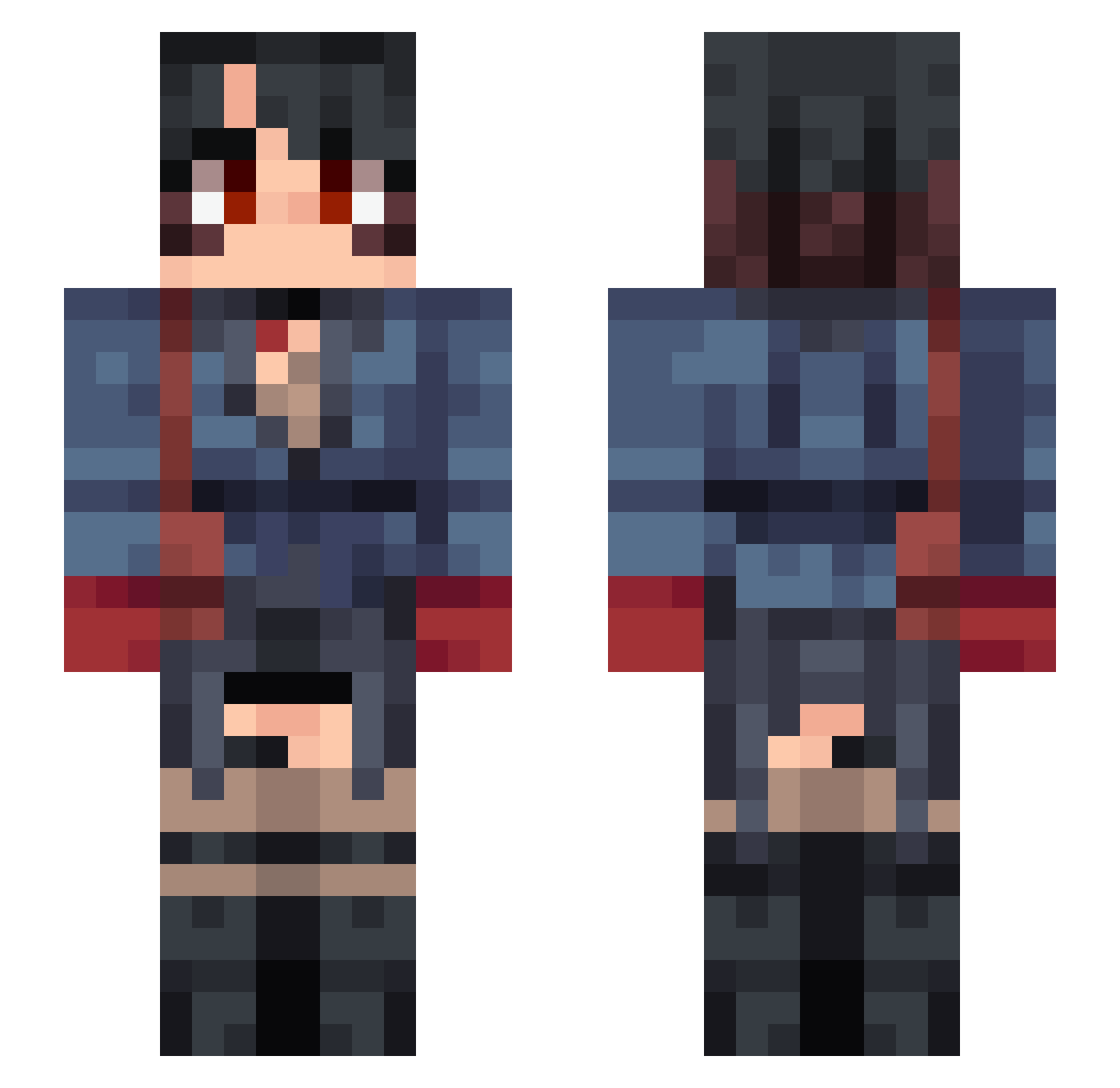 alucixna Minecraft skin, front and back view