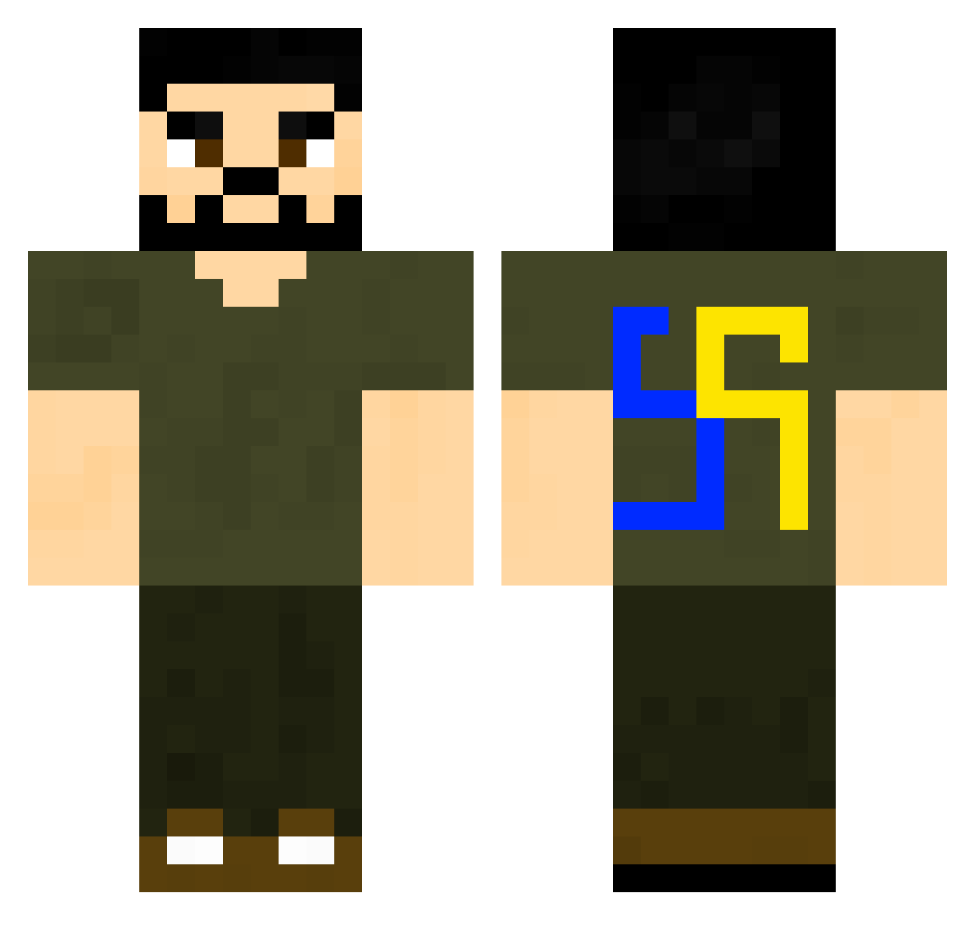 waster12 Minecraft skin, front and back view