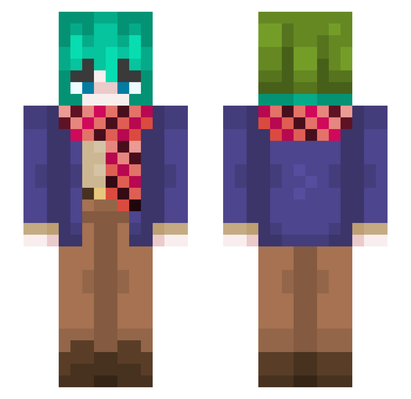 Greeneye250 Minecraft skin, front and back view