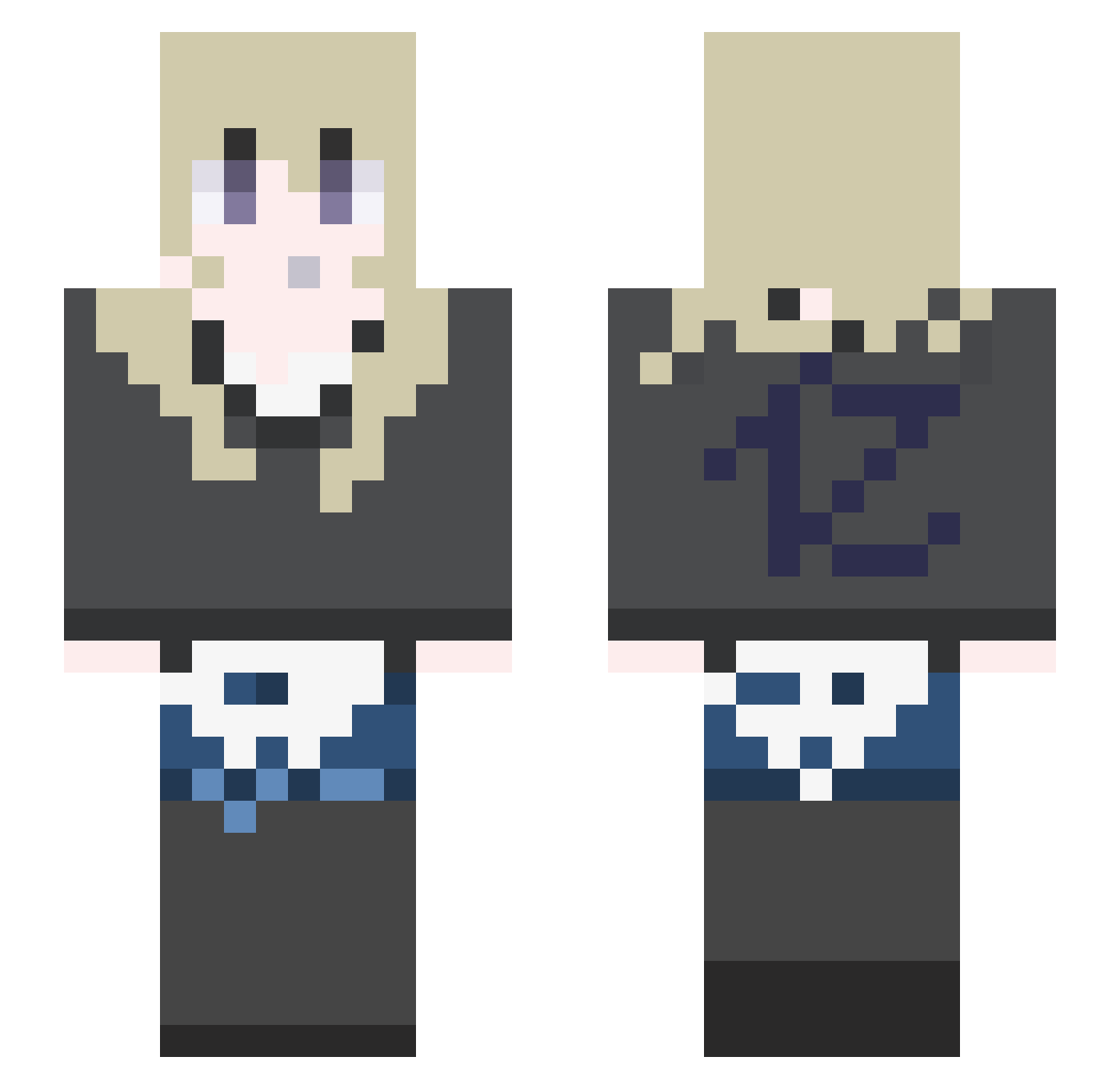 YiMou_bu_emo Minecraft skin, front and back view
