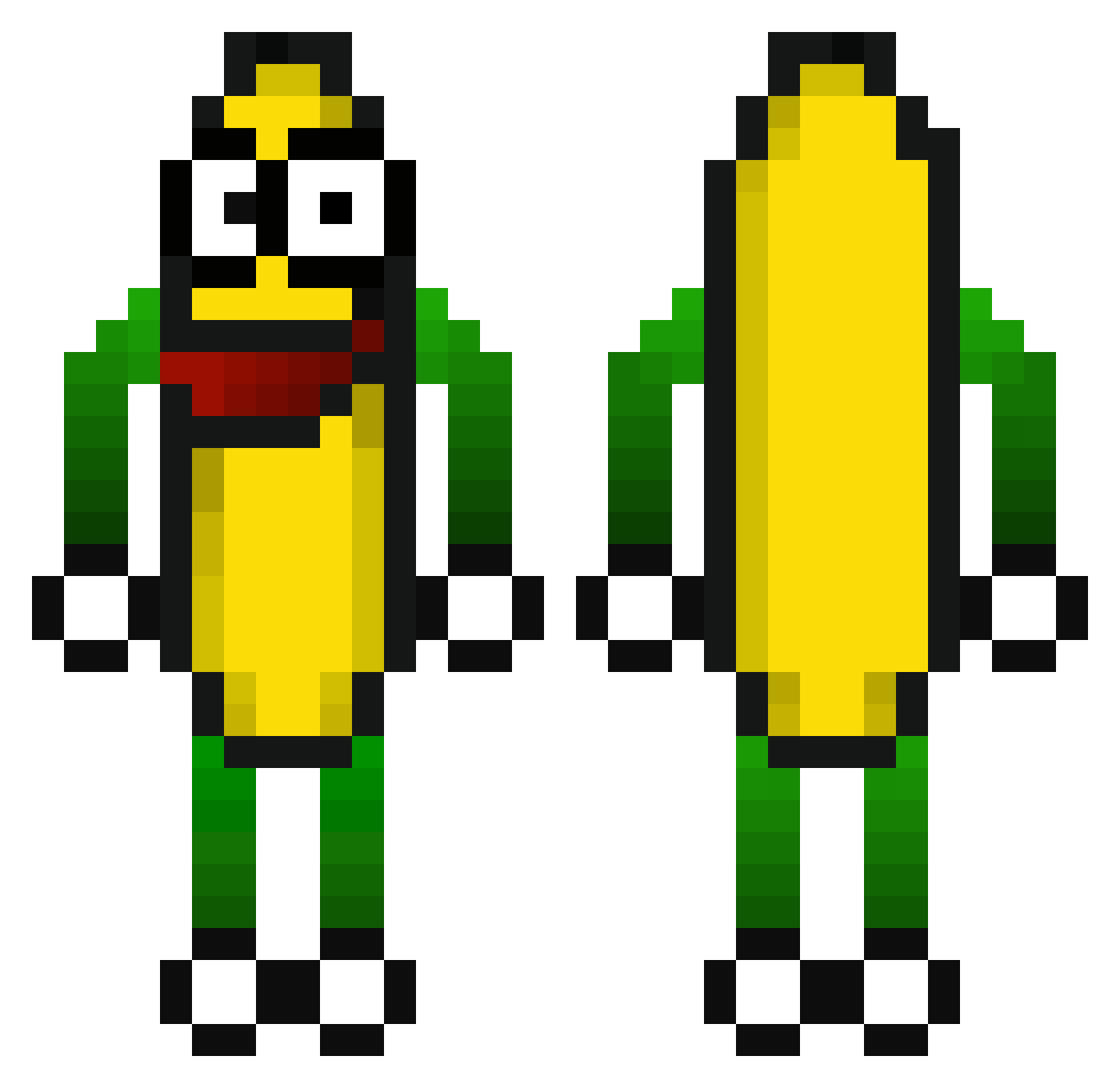 Guanos Minecraft skin, front and back view