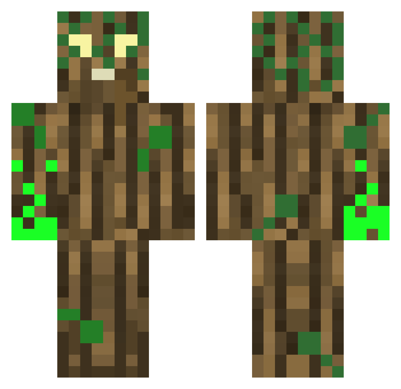pinales Minecraft skin, front and back view