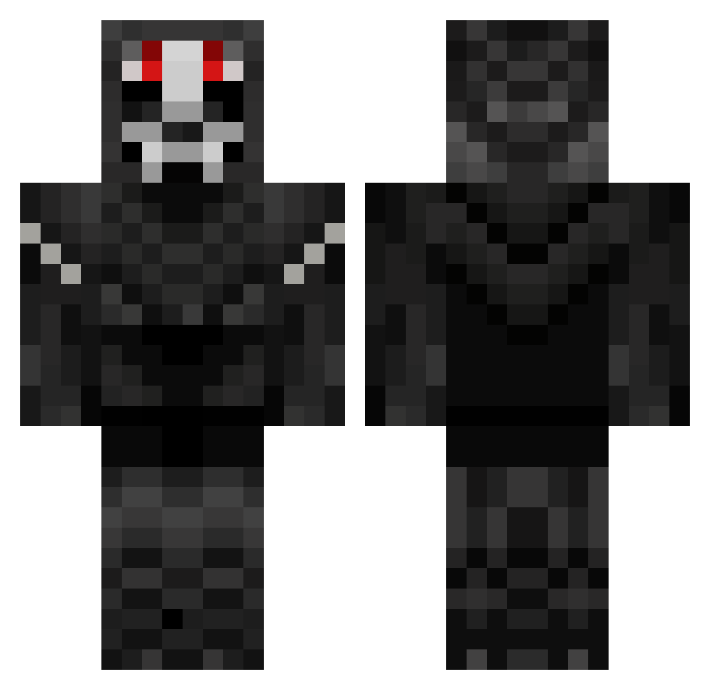 Vetonium Minecraft skin, front and back view