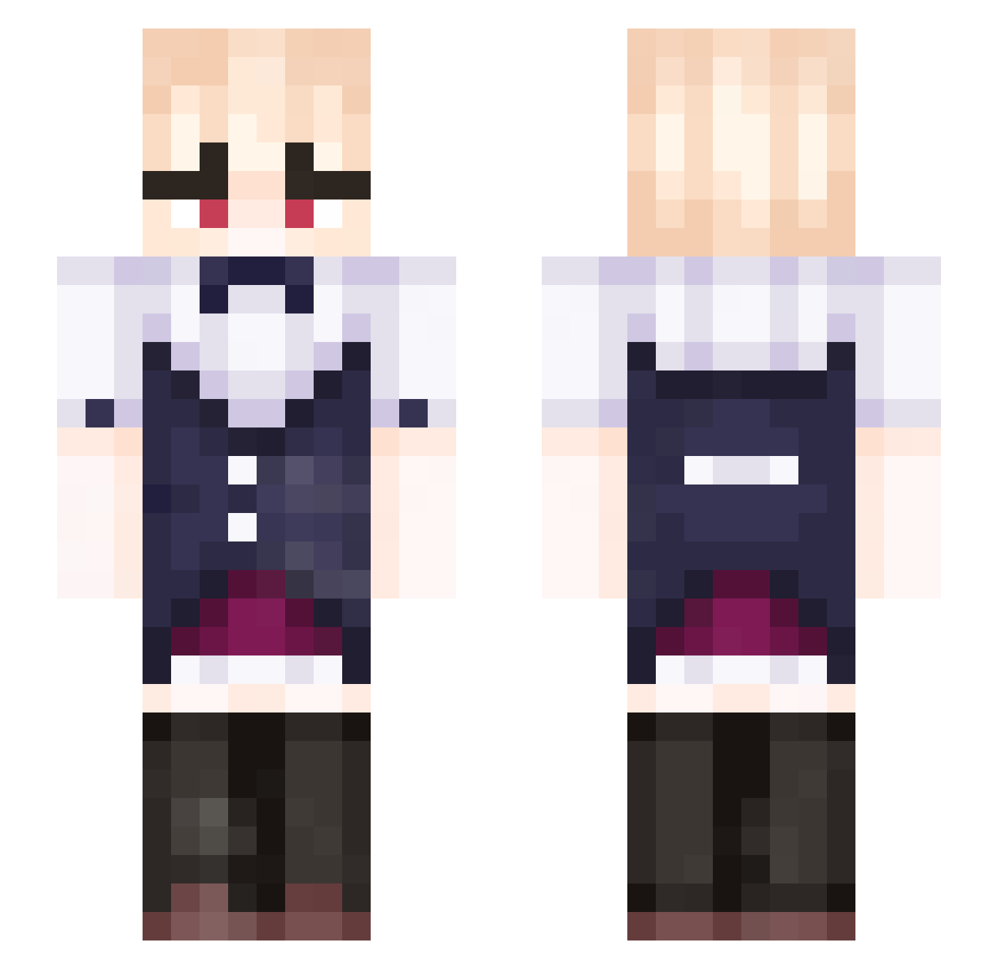 Femboylover3000 Minecraft skin, front and back view