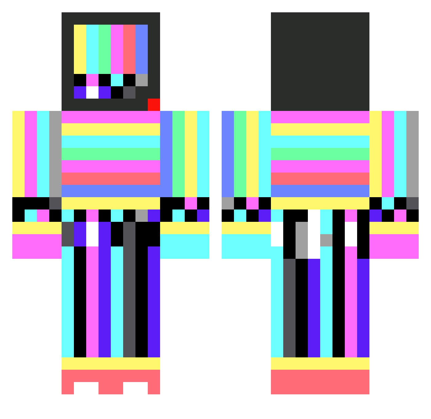 Visrons Minecraft skin, front and back view