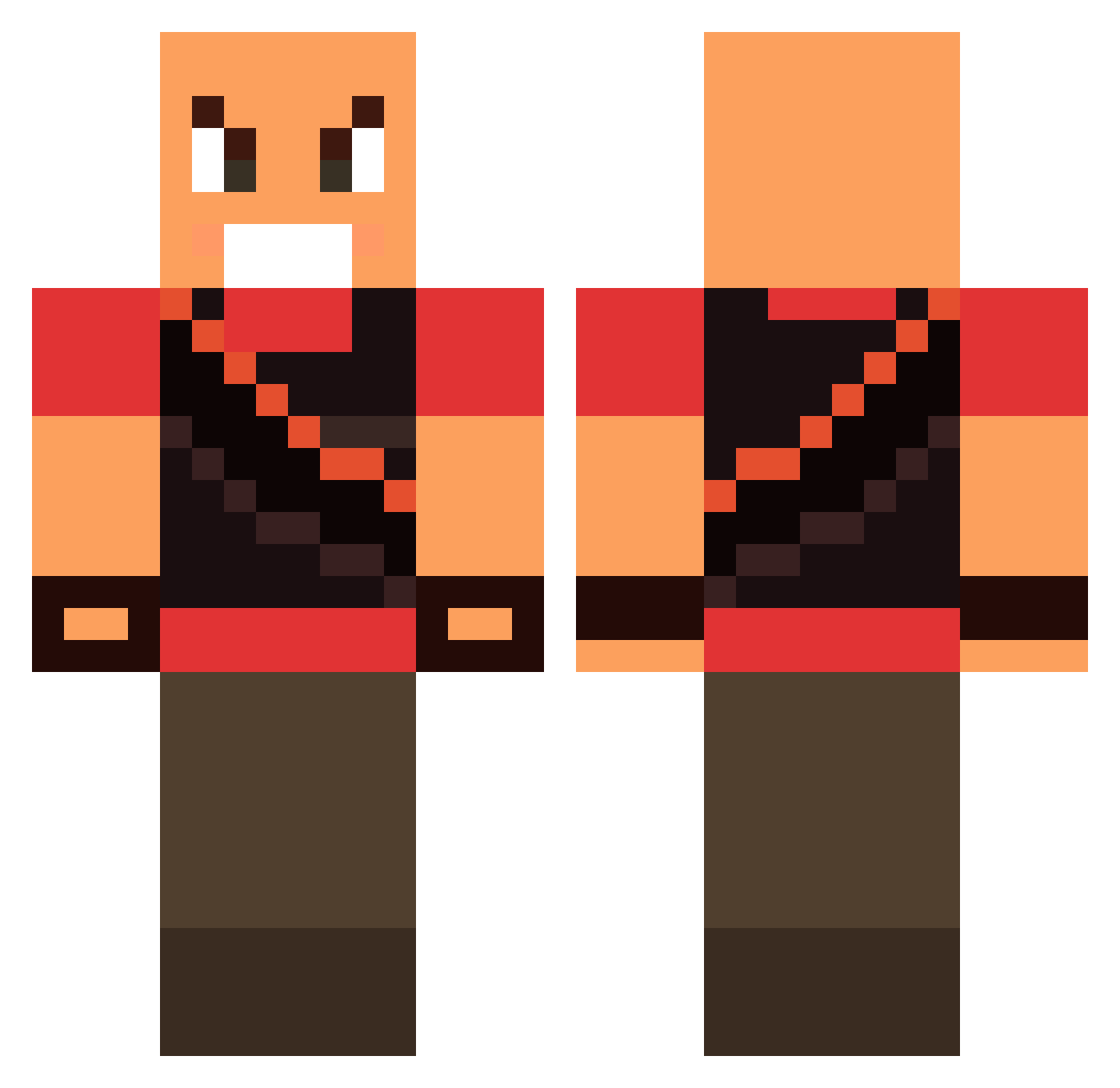 SANER Minecraft skin, front and back view