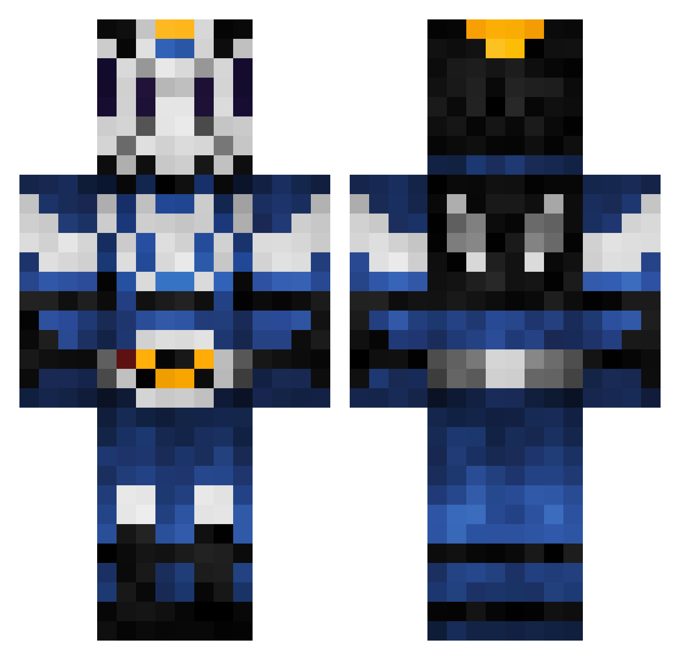 AboHaNoir Minecraft skin, front and back view